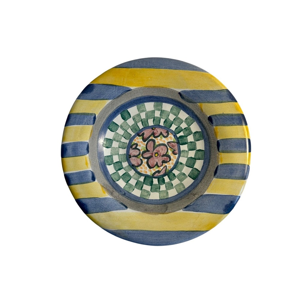 Vintage MacKenzie-Childs Myrtle Bread Plate 7" Yellow Blue 1993 Hand Painted